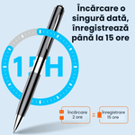 Laptop, Telefoane si Tablete - Wearables si gadgeturi - Gadgeturi - Dispozitive spionaj - Reportofon Spion Pix Q91 CLC SmartGear 16GB, activare vocala, 192H, MP3, USB, 15H, antifon, ideal sedinte/cursuri - Infinity.ro