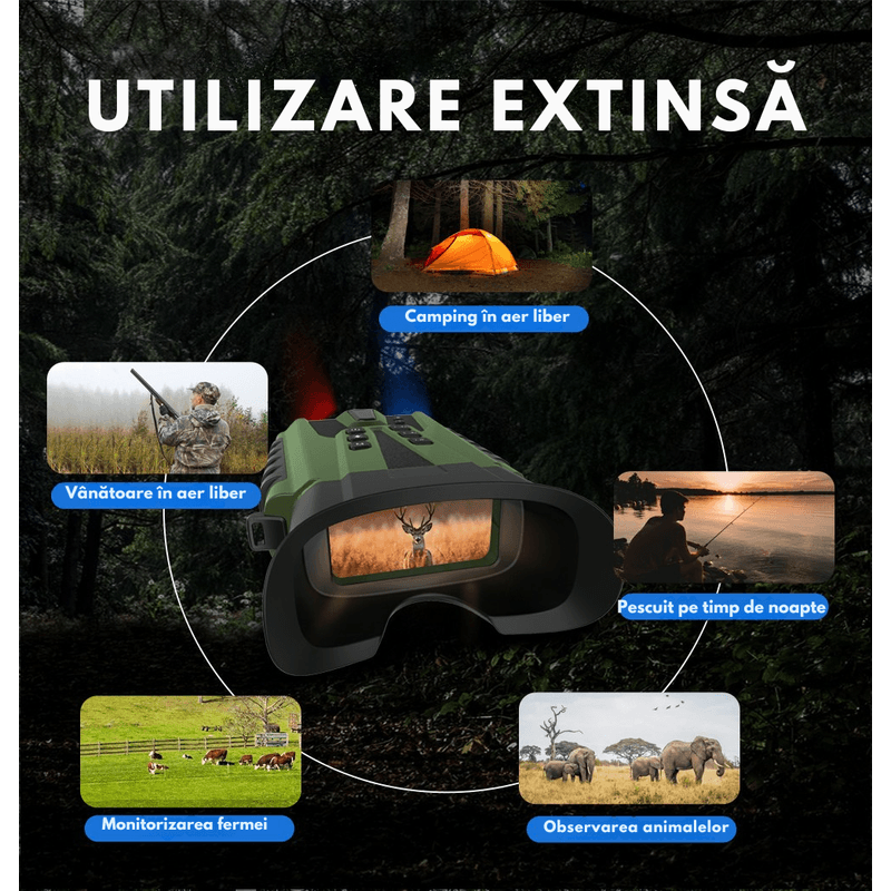 TV, Audio-Video si Foto - Optica, astronomie si metrologie - Optica si astronomie - Binocluri & lunete - Binoclu Digital CLC SmartGear Verde, Night Vision, 15MP, 2.5K, Zoom 4X+8X, LCD 3", IR 7 trepte, 128GB, 5200mAh, USB-C - Infinity.ro