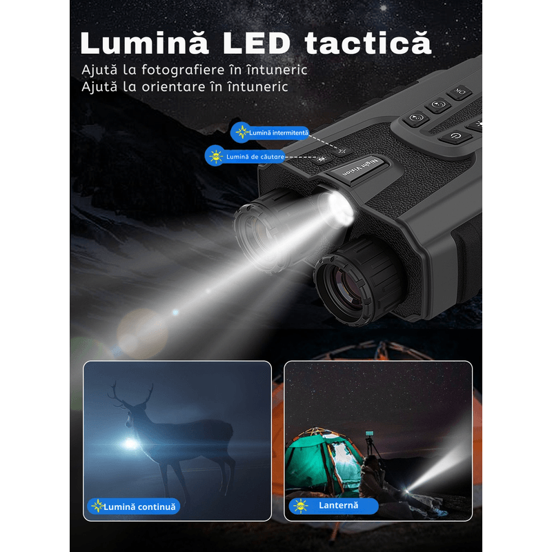 TV, Audio-Video si Foto - Optica, astronomie si metrologie - Optica si astronomie - Binocluri & lunete - Binoclu Digital CLC SmartGear Verde, Night Vision, 15MP, 2.5K, Zoom 4X+8X, LCD 3", IR 7 trepte, 128GB, 5200mAh, USB-C - Infinity.ro