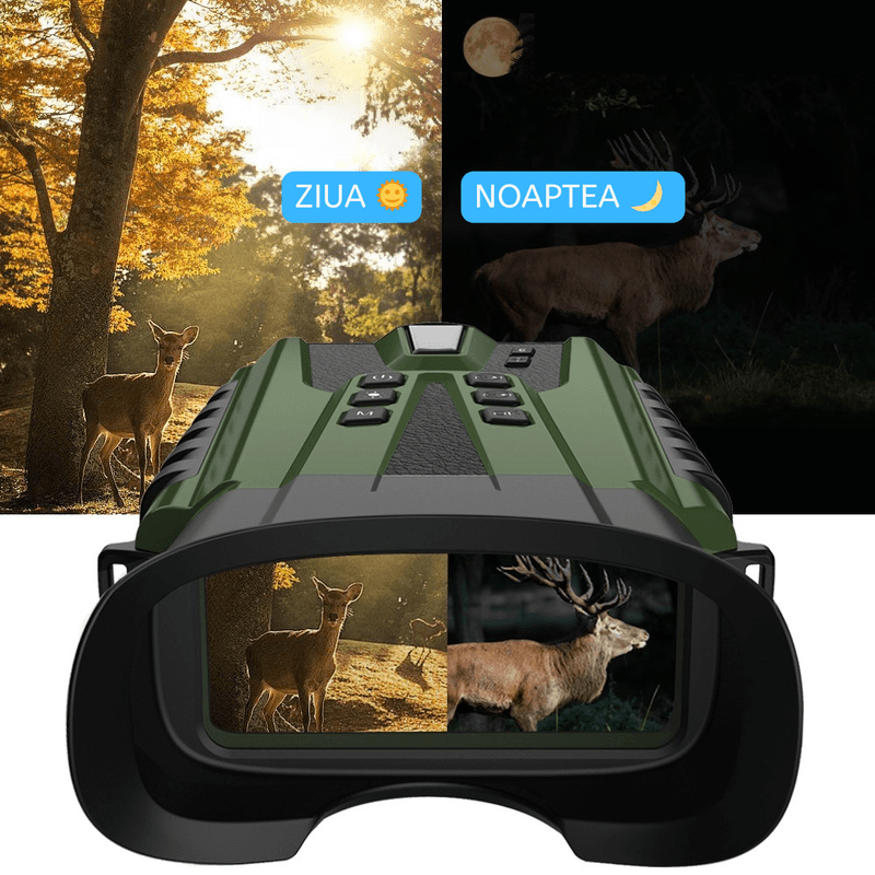 TV, Audio-Video si Foto - Optica, astronomie si metrologie - Optica si astronomie - Binocluri & lunete - Binoclu Digital CLC SmartGear Verde, Night Vision, 15MP, 2.5K, Zoom 4X+8X, LCD 3", IR 7 trepte, 128GB, 5200mAh, USB-C - Infinity.ro