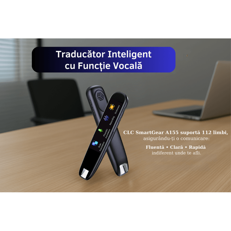 Laptop, Telefoane si Tablete - Wearables si gadgeturi - Gadgeturi - Accesorii SMART - Traducator CLC SmartGear 2in1: vocal/text, 112 limbi, ecran touch, WiFi, BT, offline, OCR, MP3, reportofon, calatorii - Infinity.ro