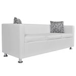 Casa si Gradina - Mobilier - Canapele si coltare - Canapele - Canapea cu 3 locuri, piele artificiala, alb - Infinity.ro