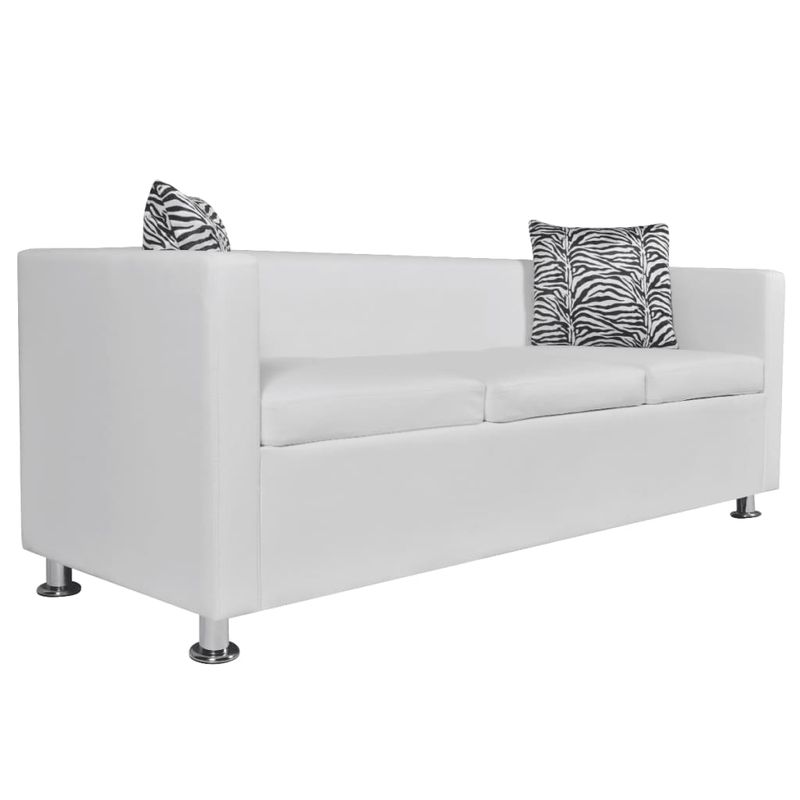 Casa si Gradina - Mobilier - Canapele si coltare - Canapele - Canapea cu 3 locuri, piele artificiala, alb - Infinity.ro