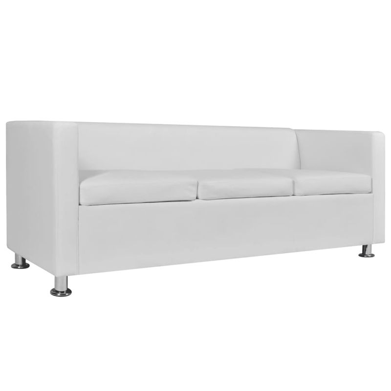 Casa si Gradina - Mobilier - Canapele si coltare - Canapele - Canapea cu 3 locuri, piele artificiala, alb - Infinity.ro