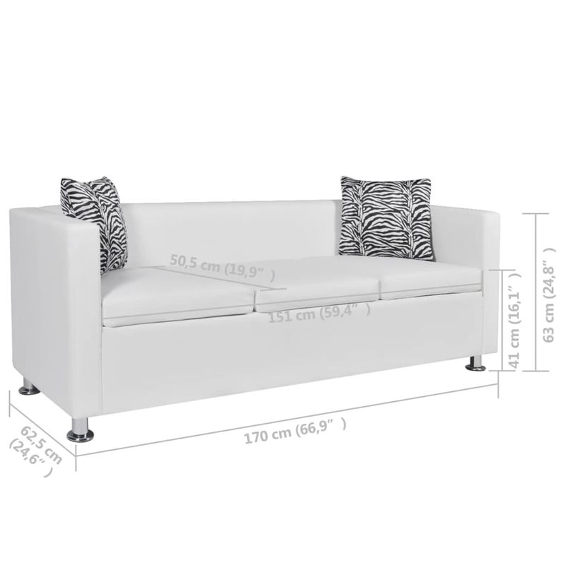 Casa si Gradina - Mobilier - Canapele si coltare - Canapele - Canapea cu 3 locuri, piele artificiala, alb - Infinity.ro