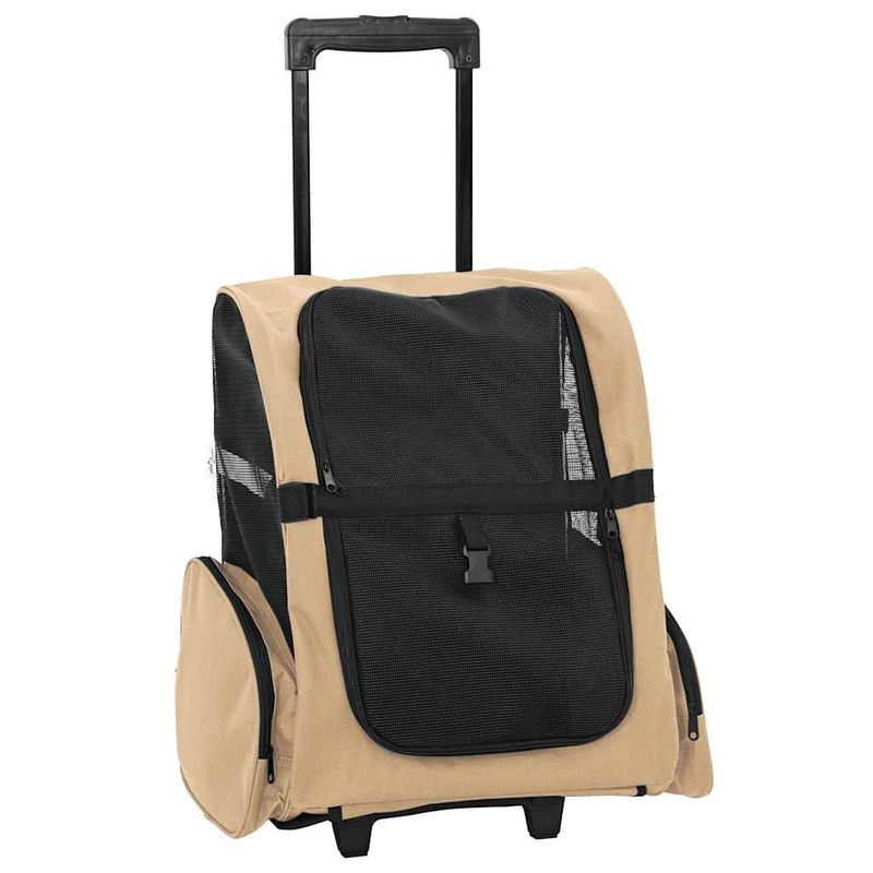 Petshop - Accesorii petshop - Culcusuri si custi - Genti si articole transport - Carucior pentru animale de companie 3 in 1, design nisipos, 48x32x57 cm, material Oxford - Infinity.ro