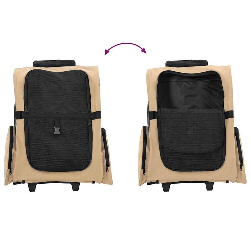 Petshop - Accesorii petshop - Culcusuri si custi - Genti si articole transport - Carucior pentru animale de companie 3 in 1, design nisipos, 48x32x57 cm, material Oxford - Infinity.ro