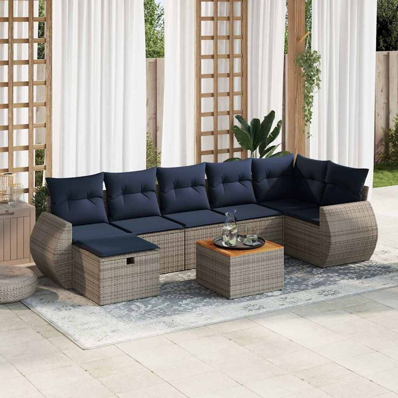 Casa si Gradina - Gradina si terasa - Mobilier exterior - Seturi mobila gradina - Set canapele de gradina cu perne, 8 piese, gri, poliratan - Infinity.ro