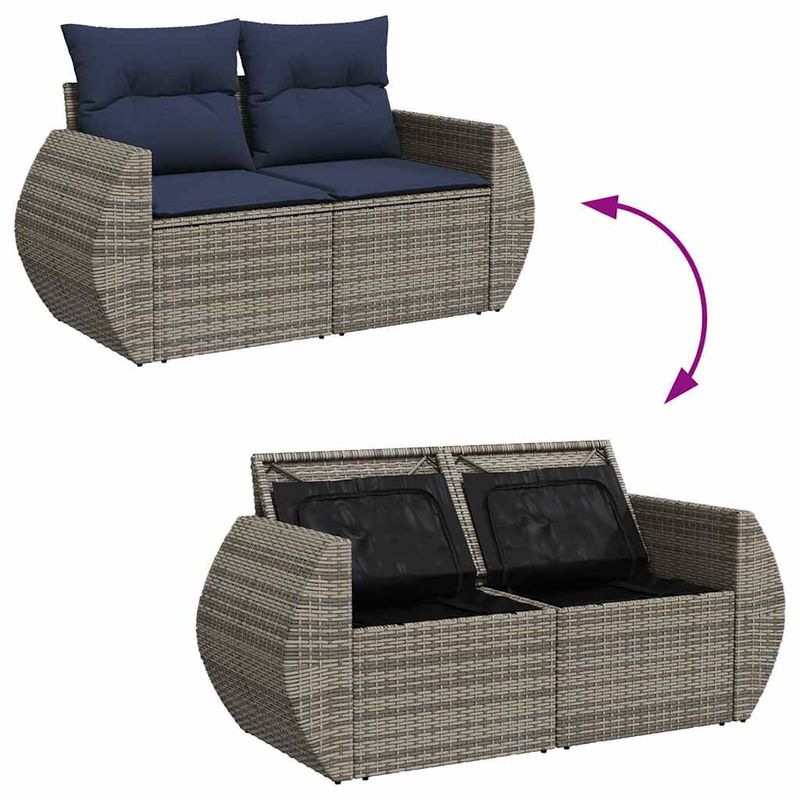 Casa si Gradina - Gradina si terasa - Mobilier exterior - Seturi mobila gradina - Set canapele de gradina cu perne, 8 piese, gri, poliratan - Infinity.ro