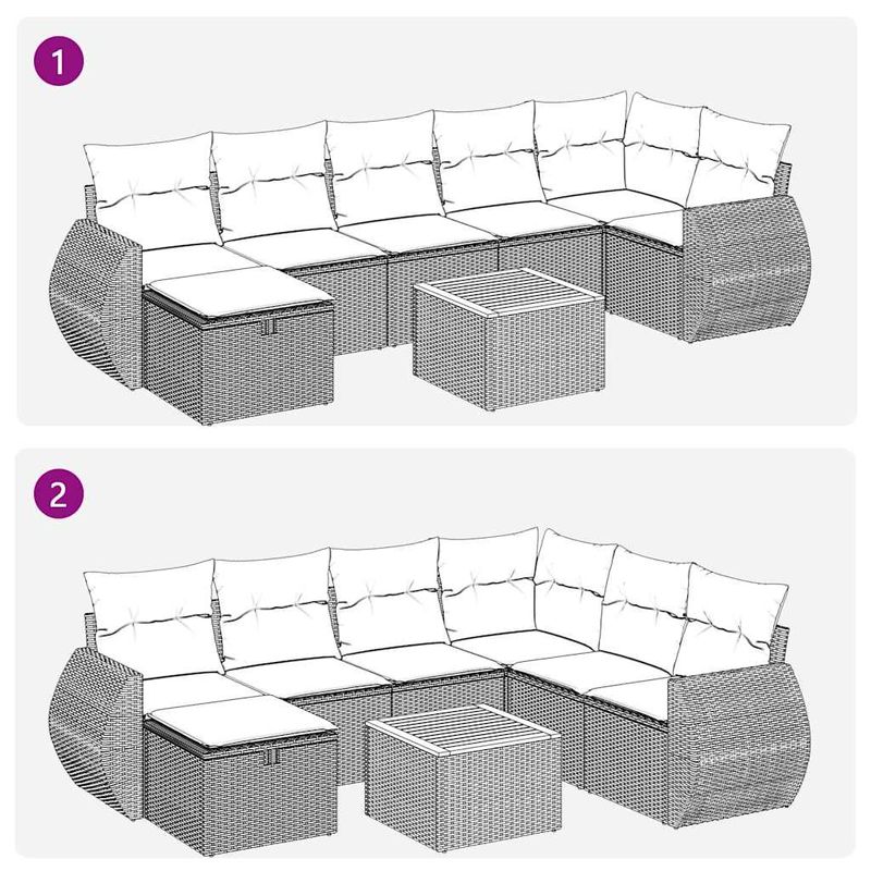 Casa si Gradina - Gradina si terasa - Mobilier exterior - Seturi mobila gradina - Set canapele de gradina cu perne, 8 piese, gri, poliratan - Infinity.ro