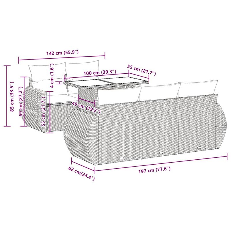 Casa si Gradina - Gradina si terasa - Mobilier exterior - Seturi mobila gradina - Set mobilier gradina cu perne 6 piese gri poliratan/lemn acacia - Infinity.ro