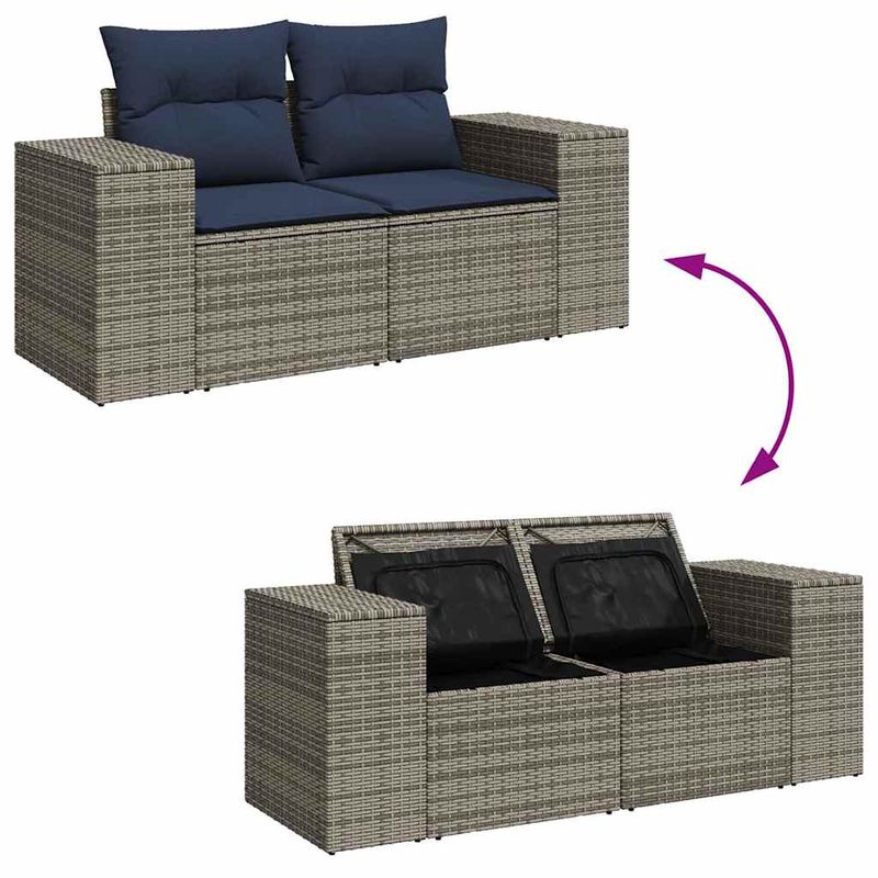 Casa si Gradina - Gradina si terasa - Mobilier exterior - Seturi mobila gradina - Set canapele de gradina cu perne, 8 piese, gri, poliratan - Infinity.ro