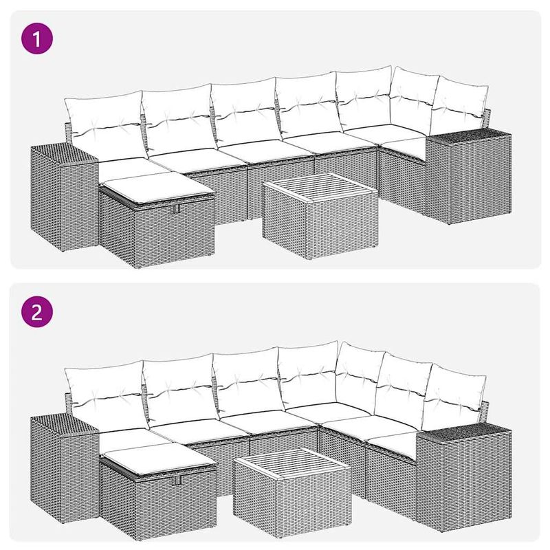 Casa si Gradina - Gradina si terasa - Mobilier exterior - Seturi mobila gradina - Set canapele de gradina cu perne, 8 piese, gri, poliratan - Infinity.ro