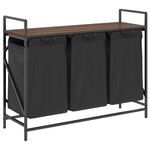 Casa si Gradina - Sanitare - Suporturi si accesorii baie - Accesorii baie - Cos de rufe 3 compartimente cu raft stejar maro - Infinity.ro