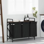 Casa si Gradina - Sanitare - Suporturi si accesorii baie - Accesorii baie - Cos de rufe 3 compartimente cu raft stejar maro - Infinity.ro