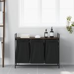 Casa si Gradina - Sanitare - Suporturi si accesorii baie - Accesorii baie - Cos de rufe 3 compartimente cu raft stejar maro - Infinity.ro