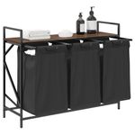 Casa si Gradina - Sanitare - Suporturi si accesorii baie - Accesorii baie - Cos de rufe 3 compartimente cu raft stejar maro - Infinity.ro