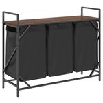 Casa si Gradina - Sanitare - Suporturi si accesorii baie - Accesorii baie - Cos de rufe 3 compartimente cu raft stejar maro - Infinity.ro