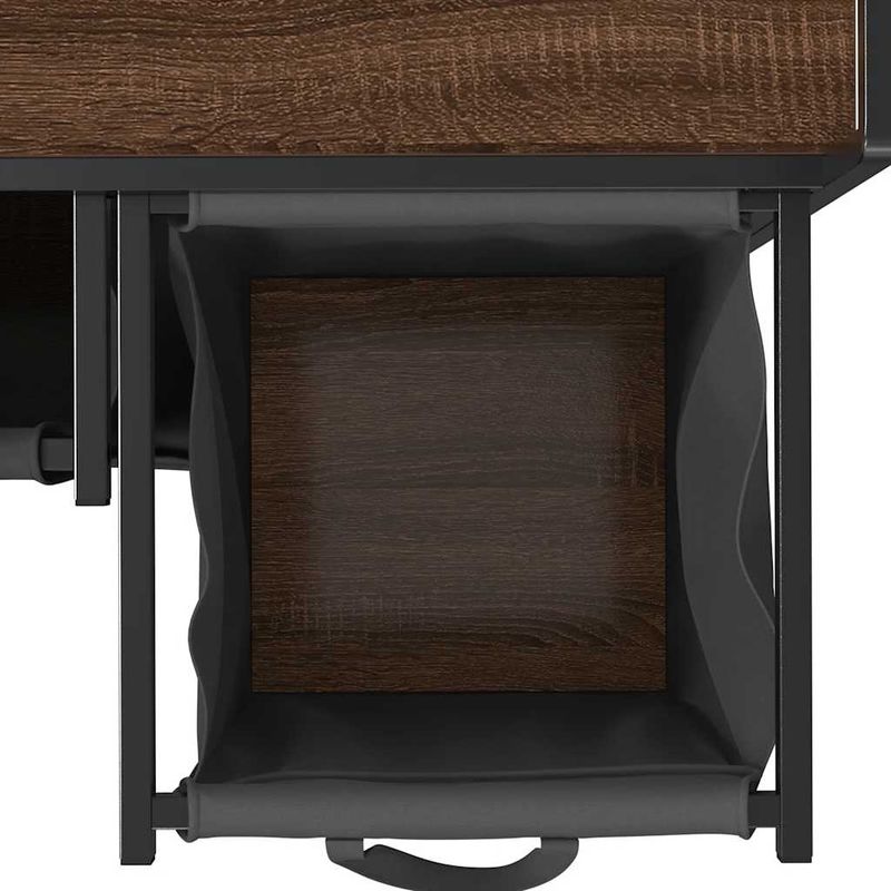 Casa si Gradina - Sanitare - Suporturi si accesorii baie - Accesorii baie - Cos de rufe 3 compartimente cu raft stejar maro - Infinity.ro