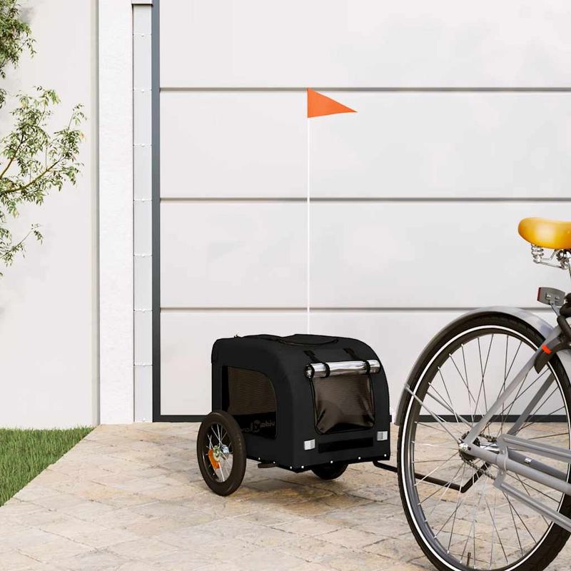Petshop - Accesorii petshop - Culcusuri si custi - Genti si articole transport - Remorca bicicleta animale companie, negru, textil oxford/fier - Infinity.ro