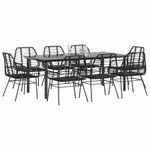 Casa si Gradina - Gradina si terasa - Mobilier exterior - Seturi mobila gradina - Set de sufragerie de gradina 9 piese sticla neagra polirattan - Infinity.ro