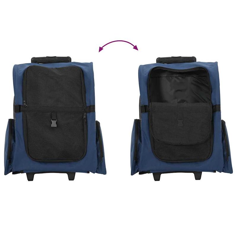 Petshop - Accesorii petshop - Culcusuri si custi - Genti si articole transport - Carucior pentru animale de companie 3 in 1, design albastru, 48x32x57 cm, material Oxford - Infinity.ro
