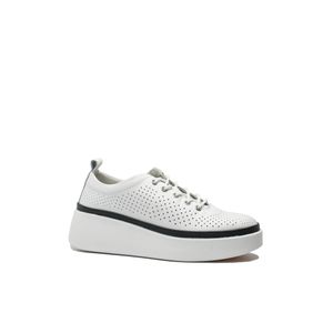 Pantofi casual cu platforma Gallop albi, perforati, din piele naturala FNX244