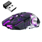 PC, gaming si accesorii - Periferice PC - Mouse - Mouse Wireless Gaming ABYZ Q13 Butoane Silentioase 6 butoane programabile RGB 2.4GHz DPI 1600 Mouse Fara fir Star Black - Infinity.ro