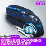 PC, gaming si accesorii - Periferice PC - Mouse - Mouse Wireless Gaming ABYZ Q13 Butoane Silentioase 6 butoane programabile RGB 2.4GHz DPI 1600 Mouse Fara fir Star Black - Infinity.ro