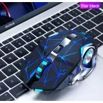 PC, gaming si accesorii - Periferice PC - Mouse - Mouse Wireless Gaming ABYZ Q13 Butoane Silentioase 6 butoane programabile RGB 2.4GHz DPI 1600 Mouse Fara fir Star Black - Infinity.ro