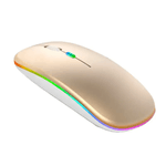 PC, gaming si accesorii - Periferice PC - Mouse - Mouse Wireless cu Incarcare USB RGB Mouse ergonomic silentios pentru laptop Bluetooth 5 si 2.4GHZ DPI Reglabil Auriu - Infinity.ro