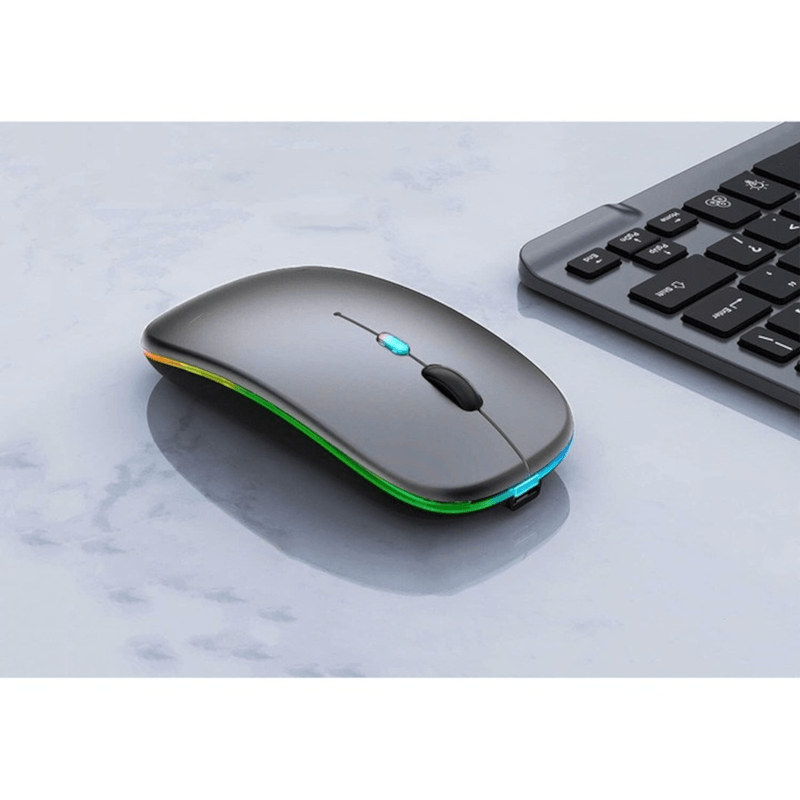PC, gaming si accesorii - Periferice PC - Mouse - Mouse Wireless cu Incarcare USB RGB Mouse ergonomic silentios pentru laptop Bluetooth 5 si 2.4GHZ DPI Reglabil Gri ABYZ - Infinity.ro
