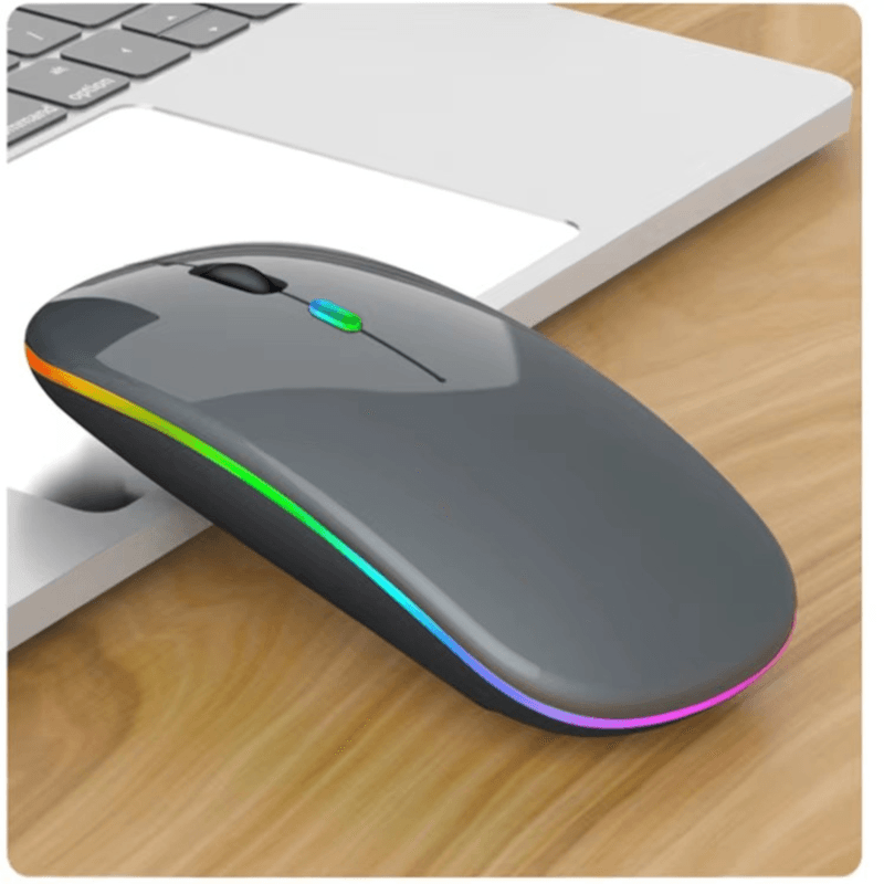 PC, gaming si accesorii - Periferice PC - Mouse - Mouse Wireless cu Incarcare USB RGB Mouse ergonomic silentios pentru laptop Bluetooth 5 si 2.4GHZ DPI Reglabil Gri ABYZ - Infinity.ro