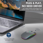 PC, gaming si accesorii - Periferice PC - Mouse - Mouse Wireless cu Incarcare USB RGB Mouse ergonomic silentios pentru laptop Bluetooth 5 si 2.4GHZ DPI Reglabil Gri ABYZ - Infinity.ro