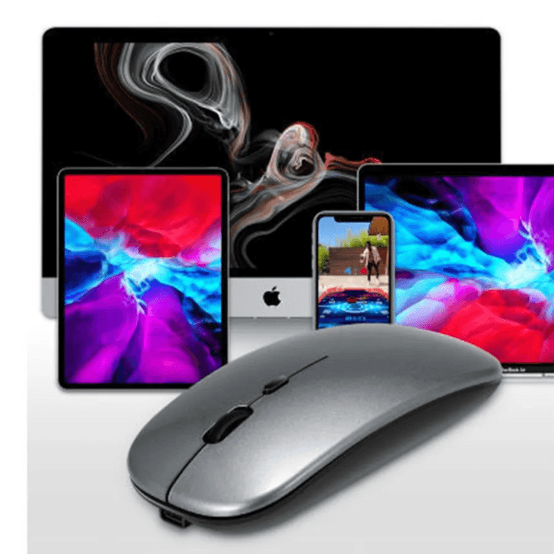 PC, gaming si accesorii - Periferice PC - Mouse - Mouse Wireless cu Incarcare USB RGB Mouse ergonomic silentios pentru laptop Bluetooth 5 si 2.4GHZ DPI Reglabil Gri ABYZ - Infinity.ro