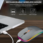 PC, gaming si accesorii - Periferice PC - Mouse - Mouse Wireless cu Incarcare USB RGB Mouse ergonomic silentios pentru laptop Bluetooth 5 si 2.4GHZ DPI Reglabil Gri ABYZ - Infinity.ro