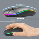 PC, gaming si accesorii - Periferice PC - Mouse - Mouse Wireless cu Incarcare USB RGB Mouse ergonomic silentios pentru laptop Bluetooth 5 si 2.4GHZ DPI Reglabil Gri ABYZ - Infinity.ro