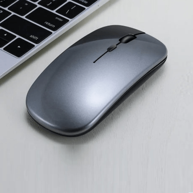 PC, gaming si accesorii - Periferice PC - Mouse - Mouse Wireless cu Incarcare USB RGB Mouse ergonomic silentios pentru laptop Bluetooth 5 si 2.4GHZ DPI Reglabil Gri ABYZ - Infinity.ro