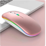 PC, gaming si accesorii - Periferice PC - Mouse - Mouse Wireless cu Incarcare USB RGB Mouse ergonomic silentios pentru laptop Bluetooth 5 si 2.4GHZ DPI Reglabil Roz ABYZ - Infinity.ro