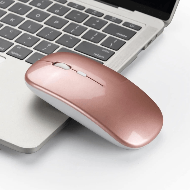 PC, gaming si accesorii - Periferice PC - Mouse - Mouse Wireless cu Incarcare USB RGB Mouse ergonomic silentios pentru laptop Bluetooth 5 si 2.4GHZ DPI Reglabil Roz ABYZ - Infinity.ro