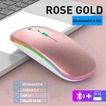 PC, gaming si accesorii - Periferice PC - Mouse - Mouse Wireless cu Incarcare USB RGB Mouse ergonomic silentios pentru laptop Bluetooth 5 si 2.4GHZ DPI Reglabil Roz ABYZ - Infinity.ro