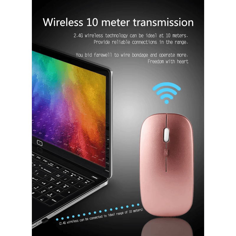 PC, gaming si accesorii - Periferice PC - Mouse - Mouse Wireless cu Incarcare USB RGB Mouse ergonomic silentios pentru laptop Bluetooth 5 si 2.4GHZ DPI Reglabil Roz ABYZ - Infinity.ro