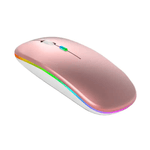 PC, gaming si accesorii - Periferice PC - Mouse - Mouse Wireless cu Incarcare USB RGB Mouse ergonomic silentios pentru laptop Bluetooth 5 si 2.4GHZ DPI Reglabil Roz ABYZ - Infinity.ro
