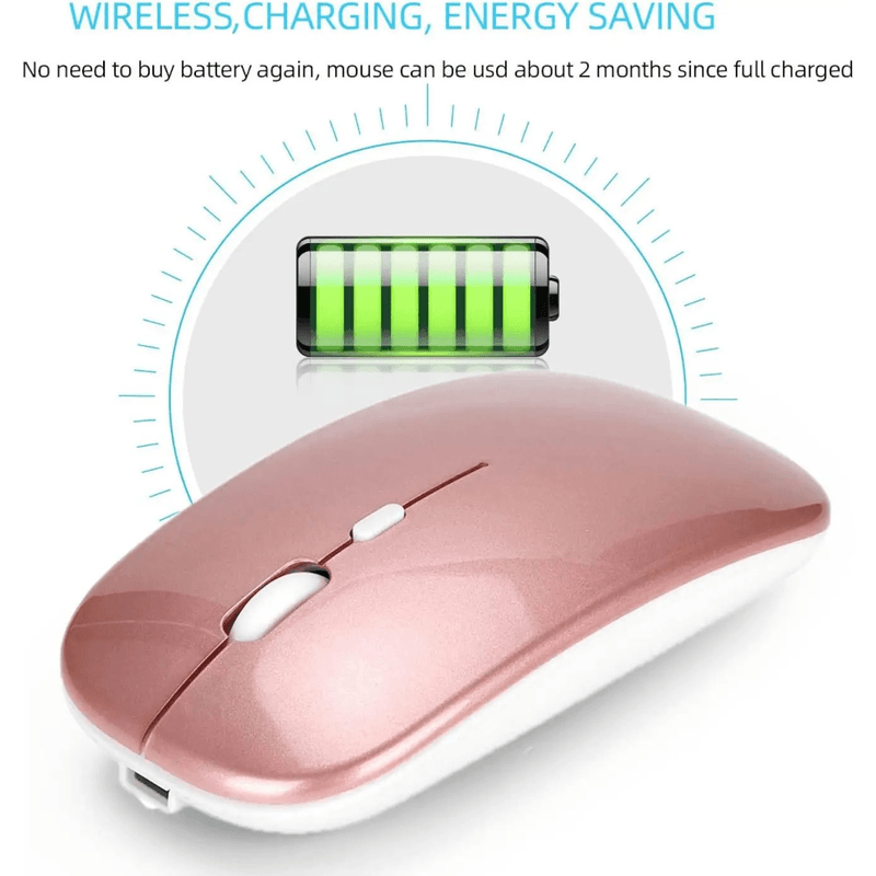 PC, gaming si accesorii - Periferice PC - Mouse - Mouse Wireless cu Incarcare USB RGB Mouse ergonomic silentios pentru laptop Bluetooth 5 si 2.4GHZ DPI Reglabil Roz ABYZ - Infinity.ro