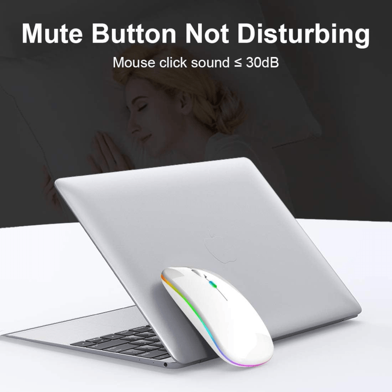 PC, gaming si accesorii - Periferice PC - Mouse - Mouse Wireless cu Incarcare USB RGB Mouse ergonomic silentios pentru laptop Bluetooth 5 si 2.4GHZ DPI Reglabil Alb ABYZ - Infinity.ro