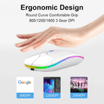 PC, gaming si accesorii - Periferice PC - Mouse - Mouse Wireless cu Incarcare USB RGB Mouse ergonomic silentios pentru laptop Bluetooth 5 si 2.4GHZ DPI Reglabil Alb ABYZ - Infinity.ro