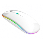 PC, gaming si accesorii - Periferice PC - Mouse - Mouse Wireless cu Incarcare USB RGB Mouse ergonomic silentios pentru laptop Bluetooth 5 si 2.4GHZ DPI Reglabil Alb ABYZ - Infinity.ro
