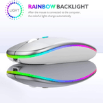 PC, gaming si accesorii - Periferice PC - Mouse - Mouse Wireless cu Incarcare USB RGB Mouse ergonomic silentios pentru laptop Bluetooth 5 si 2.4GHZ DPI Reglabil Alb ABYZ - Infinity.ro