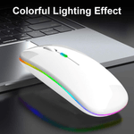 PC, gaming si accesorii - Periferice PC - Mouse - Mouse Wireless cu Incarcare USB RGB Mouse ergonomic silentios pentru laptop Bluetooth 5 si 2.4GHZ DPI Reglabil Alb ABYZ - Infinity.ro