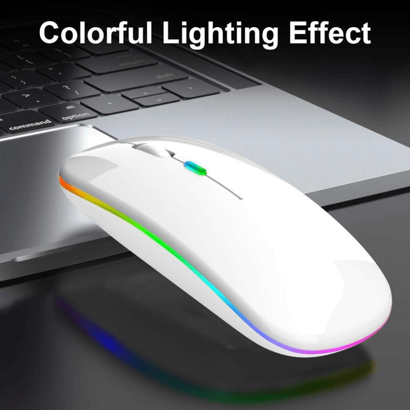 PC, gaming si accesorii - Periferice PC - Mouse - Mouse Wireless cu Incarcare USB RGB Mouse ergonomic silentios pentru laptop Bluetooth 5 si 2.4GHZ DPI Reglabil Alb ABYZ - Infinity.ro